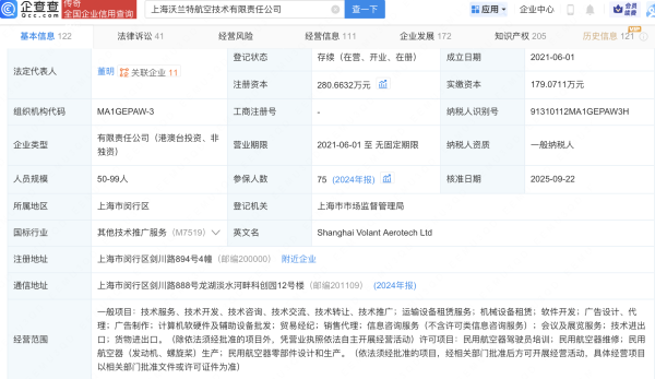 泽巨配资 上汽集团入股飞行器研发商沃兰特